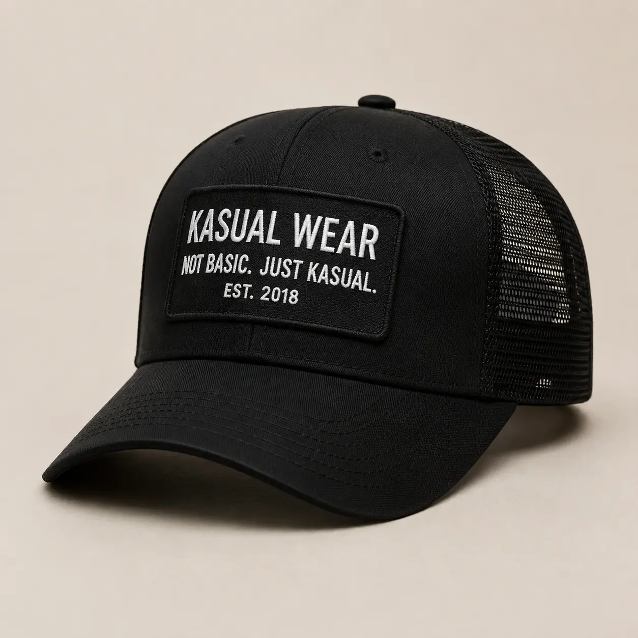 Black cap with "Kasual Wear" text.